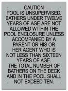 Ontario CA Unsupervised Pool >93m2 Sign